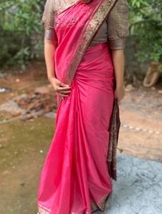 Elegant Pink Embroidered Saree