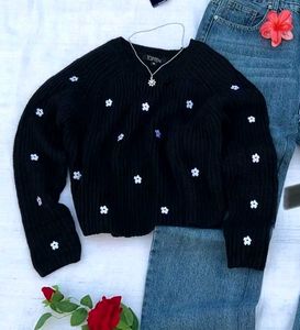 Korean black flower top