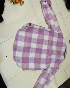 Lavender Plaid long sleev coat