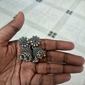 Oxidised Silver Jhumkas