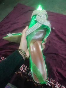Green Rhinestone Heels
