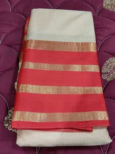 Elegant Red &Peach Saree