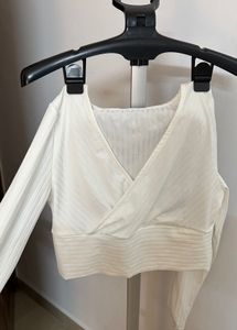 Long Sleeves White Crop Top