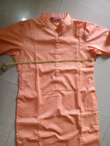 Libas Straight Orange and White Striped Kurta