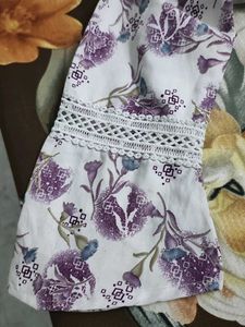 New White Top With Purple Prints