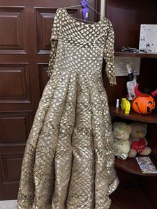 Elegant Gold Embroidered Anarkali