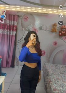 Royal Blue Women Ribbed Top