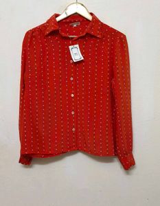 Trendy New Vintage Red Polka Dot Blouse