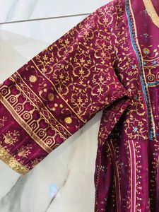 Maroon &amp; Gold Anarkali Dress
