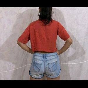 Crop Tee Top( Free Denim Shorts)