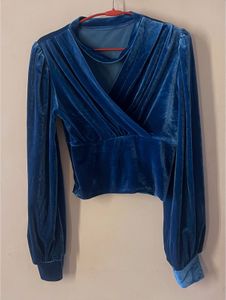 Blue Velvet Long Sleeve Top