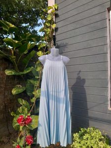 Light Blue Pleated Dress