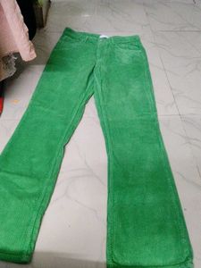 Green Corduroy Flare Leg Pants