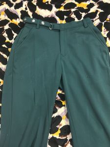 Green Wide Leg Pants with Belt