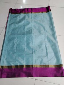 Blue With Pink Arani Soft Silk Saree....