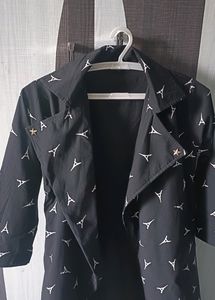 Black With White Printed Shrug For Women