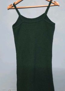 Dark Green Knit Slip Dress