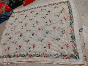 Thread 🧵 Embroidery 🪡 Flower 🌻🌹 Design Saree