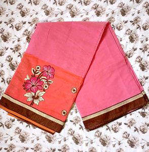 Trendy Floral Embroidery Saree