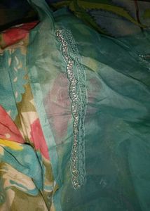 New stones work saree with designer blouse piecd