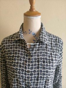 Patterned Long Sleeve Button-Down