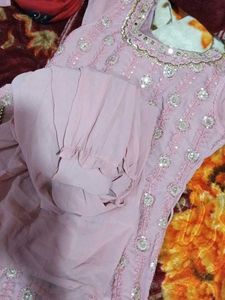 Pink Embroidered Kurta Sharara Set