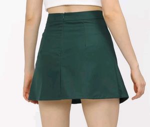 Green Asymmetrical Mini Skirt