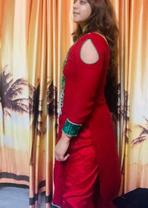 Red Kurta With Pant
