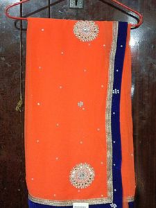 Orange Embellished Saree
