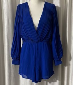 Blue Pleated Romper