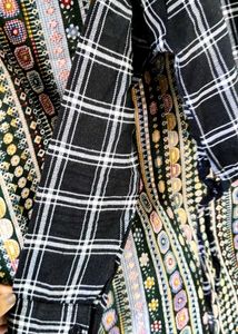 Cropped Plaid Tie-Front Shirt