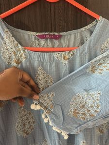 Blue Printed Dress/ Gown