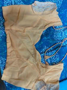 Peach Light Orange Gorgette Saree