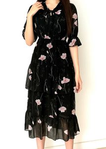 Floral Midi Ruffle Dress