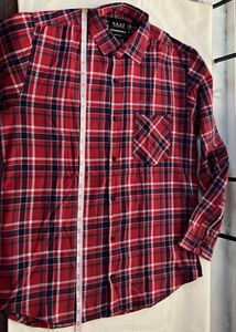 Red Blue Checked Mens Shirt