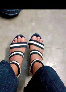 Striped Heel Sandals