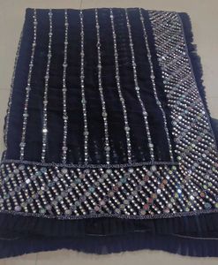 Elegant mirror work black saree