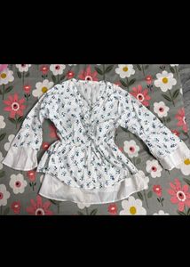 Floral Print Cinched Waist Top