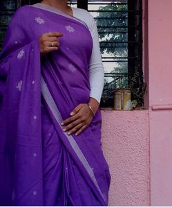 Elegant Purple Cotton Saree with blouse