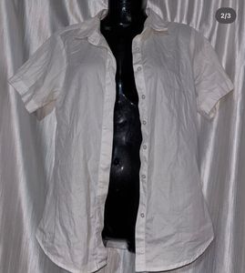 White Short Sleeve Button-Down