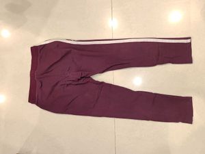 Maroon Joggers with White Stripe