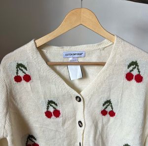 Cute Cherry Print Cardigan