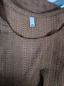 Crop Top | Brown | Knit Type Material