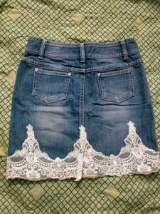 Y2K Babydoll Mini Lace &amp; Denim Skirt