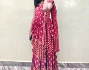 Long Kurta With Dupatta Red Maroon