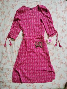 Pink Embroided Kurti
