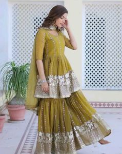 Elegant Mustard Sharara Suit