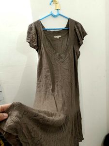 Casual Brown Knit Dress