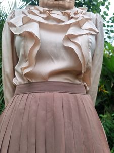 Korea Ruffled Tops And Skirt Combo