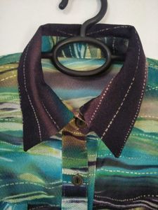 Sheer Abstract Print Shirt